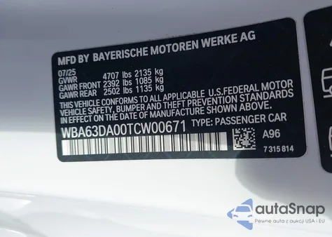 2026 BMW 430I xDrive z USA, uszkodzony, nr VIN WBA63DA00TCW00671